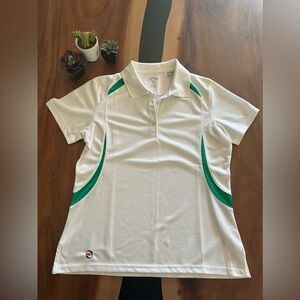 Callaway white w/kelly green womens golf shirt M